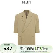 MECITY男士春夏纯色休闲宽松显瘦H型短袖西装外套
