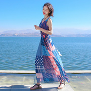 夏季普吉岛沙滩裙泰国海边度假修身显瘦超仙无袖雪纺连衣长裙