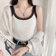 吊带背心女蕾丝小花边螺纹棉外穿内搭修身无袖上衣打底衫t恤女夏