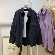 秋季韩版宽松慵懒风单口袋中长款长袖，衬衫2023女帅气开衫上衣