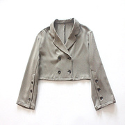 日单春秋季2种穿法~双排扣宽松长袖短款西装外套日本风格流行