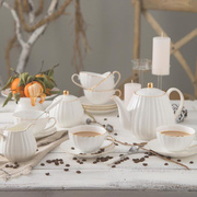 欧式骨瓷咖啡杯套装家用描金，白喝茶(白喝茶)瓷咖啡具，整套英式下午茶杯茶具