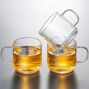 玻璃小茶杯带把透明功夫茶杯玻璃，品茗高硼硅杯小把杯