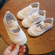 24儿童帆布鞋六一幼儿园小白鞋单鞋，软底校园表演白球鞋(白球鞋)男女童
