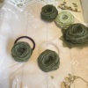阿三的孙女自制墨绿山茶花朵温柔发圈手工布艺玫瑰皮筋发饰头绳女