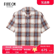 5cmfivecm男装，格纹短袖衬衫2024夏季复古型男上衣8300s4m