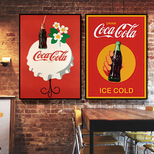 可口可乐海报装饰画小卖部便利店，美式复古怀旧挂画茶餐厅广告壁画