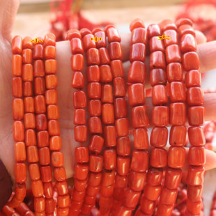 天然海竹随行圆管柱橘红，桶珠散珠藏式手链项链diy饰品材料