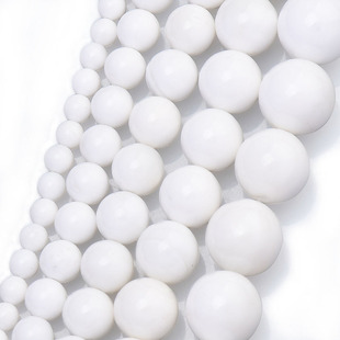 高仿白砗磲4-12mm圆珠白瓷散珠半成品毛衣链手链穿珠配件
