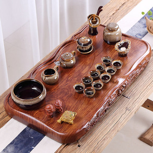 家用茶盘加厚整块中式简易功夫茶具套装，简约仿实木长方形大小茶台