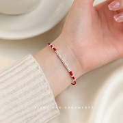 xign竹节红绳手链925纯银，女小众设计女生闺蜜手绳时尚个性高级感