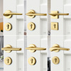 金色门锁卧室门把手家用房门锁磁吸静音，木门锁拉丝，金分体(金分体)室内门锁