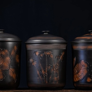 茶叶罐云南建水紫陶茶缸大容量，密封家用储茶罐，陶瓷普洱茶功夫茶具
