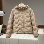 轻薄羽绒服女短款2023冬季韩版时尚，休闲连帽双拉链保暖外套