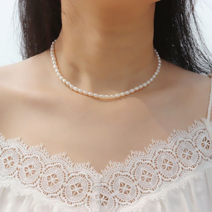 高品质无核小米珠北海天然淡水珍珠，项链4.5-5mmbaby珠锁骨链