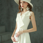晚礼服女平时可穿2023仙女气质白色时尚短款生日派对连衣裙