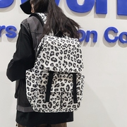 豹纹印花书包女时尚洋气大容量高颜值初中生韩版中学生双肩背包女