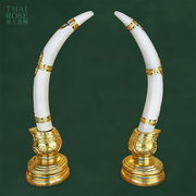 泰国木雕大象牙摆件门厅玄关供桌摆设东南亚特色泰式风格软装饰品