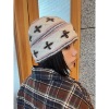 CMOD 马海毛羊毛粉白拼色针织冷帽保暖毛线帽可爱时髦造型感