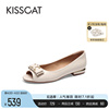 kisscat接吻猫2024年春季气质，鱼嘴平底鞋舒适蝴蝶结单鞋女