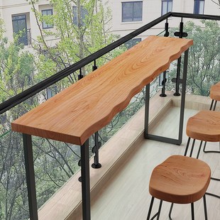 阳台窄条桌长条桌靠墙靠窗一体商用写字办公书桌餐桌吧台桌椅套装