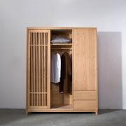 实木衣柜北欧白橡木(白橡木)整体衣橱推拉门格栅门日式开门卧室移门收纳柜