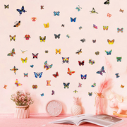 61只蝴蝶墙贴浪漫温馨客厅卧室橱窗衣柜装饰贴画可移除彩色蝴蝶贴