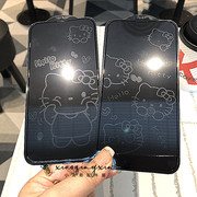 kitty适用苹果14/15ProMax防偷窥钢化玻璃膜卡通iPhone13息影膜11/12隐形防窥XSmax/XR/X全覆盖手机贴膜