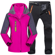户外冲锋衣裤男女，套装两件套可拆卸登山服防风水，外套冬季