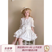 labeau-芭蕾兔-日系甜美蕾丝，海军领白色短袖衬衫上衣半身裙套装女