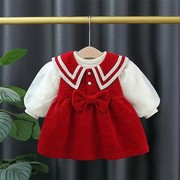女童春装连衣裙套装2024周岁，女宝宝礼服，公主裙婴儿童洋气裙子