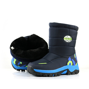 新防滑(新防滑)儿童雪地靴，加厚保暖女童，棉靴防水户外男童雪地鞋金属防滑品