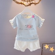 销女宝宝夏装套装01345岁女童套装夏季短裤两件套 韩版婴儿衣服厂