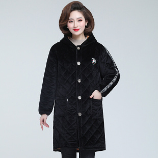 韩版冬季加绒保暖加长款罩衣，成人女工作服，羽绒服护衣厨房长袖围裙