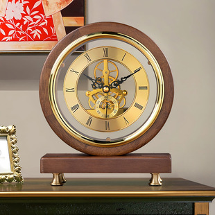 欧式复古机械座钟客厅桌面，摆台式钟表，高端大气时钟美式实木台钟