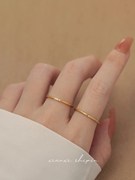 奥特莱斯折扣极细不掉色戒指女小众设计轻奢简约素圈时尚个性指环