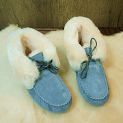 冬季保暖豆豆鞋，时尚短筒靴系带橡胶底，防滑亮色35-3
