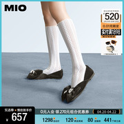 MIO米奥圆头低跟单鞋软底百搭黑色工作鞋上班平底鞋通勤浅口单鞋