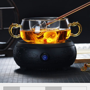 茶具电陶炉煮茶器玻璃煮茶壶，黑茶蒸h茶器煮茶炉普洱泡茶壶家用