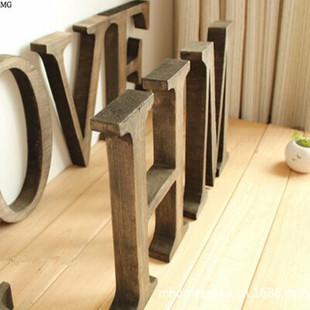 zakka复古木头英文字母木质创意，家居酒吧咖啡婚庆摆件拍摄道具