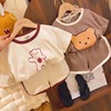 夏季儿童卡通可爱小熊，t恤套装韩版男女童，宝宝短袖短裤亲子两件套
