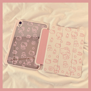 可爱粉色kt猫三折镜面ipad10保护套2022适用苹果ipad10.2寸mini6平板air45保护壳pro卡通女软9.7带笔槽