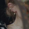 jasmo原创春夏森系花朵珍珠，一体式耳骨链耳骨夹耳钉无耳洞耳夹女