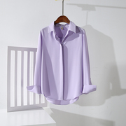 品牌垂感雪纺衬衫女长袖，气质夏季薄香芋紫抗皱上衣，高级感防晒衬衣