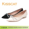 KISSCAT接吻猫2024低跟尖头水钻蝴蝶结女单鞋KA53117-81
