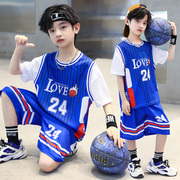 男童夏装篮球服潮儿童薄款假两件24号科比中大童运动男孩短袖套装