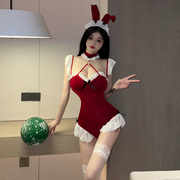 兔女郎制服cos夜店性感木耳边圣诞风减龄少女紧身显瘦纯欲连体衣