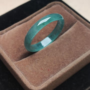 翠缘斋玉石直径25.1mm超大圈 老坑冰蓝水蓝绿指环天然A货翡翠戒指