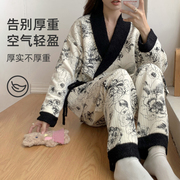 月子服秋冬季孕妇睡衣产后待产哺乳喂奶空气棉加厚家居服套装