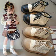 2023韩版秋季侧拉链儿童短靴女童单鞋机车靴小女孩公主马丁靴
